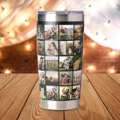 Moderne fotocollage geïsoleerde drinkbeker