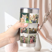 Moderne fotocollage geïsoleerde drinkbeker