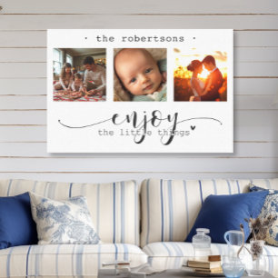 Moderne fotocollage Geniet van de kleine dingen Canvas Afdruk