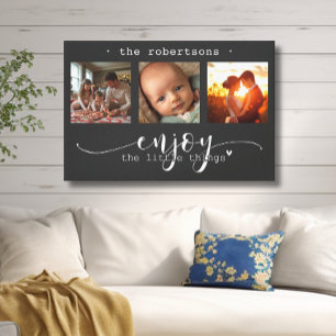 Moderne fotocollage Geniet van de kleine dingen Canvas Afdruk