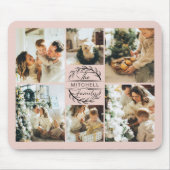 Moderne Fotocollage Gepersonaliseerde Blush Pink Muismat (Voorkant)