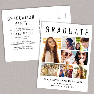 Moderne fotocollage Graduation Party Uitnodiging Briefkaart