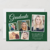 Moderne fotocollage groene afstudeerfeest kaart (Voorkant)