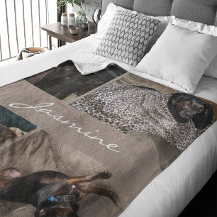 Moderne Fotocollage Hond Taupe Fleece Deken