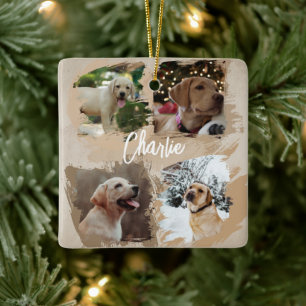 Moderne Fotocollage Huisdier Door de Jaren Hinnend Keramisch Ornament