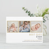 Moderne fotocollage Kerstmis geboorte aankondiging (Staand voorkant)