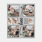 Moderne Fotocollage Liefde Hart Aangepaste Tekstkl Fleece Deken (Voorkant)