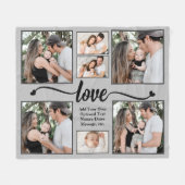 Moderne Fotocollage Liefde Hart Aangepaste Tekstkl Fleece Deken (Voorkant (Horizontaal))