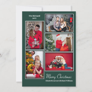 Moderne fotocollage minimale groene kerst feestdagenkaart