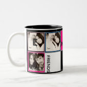 Moderne Fotocollage Mok Monogram Roze Zwart (Links)