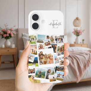 Moderne fotocollage monogram iPhone 16 hoesje