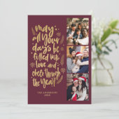 Moderne fotocollage Nieuwjaar script Feestdagenkaart (Staand voorkant)