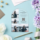 Moderne Fotocollage QR-code Afstudeerfeest Acryl Uitnodigingen (Insitu (Huwelijk))