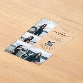 Moderne Fotocollage QR-code Afstudeerfeest Acryl Uitnodigingen (Laagn)