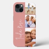 Moderne fotocollage roos roze initiaal monogram Case-Mate iPhone case (Achterkant)