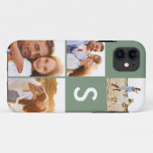 Moderne fotocollage salie groen initiaal monogram Case-Mate iPhone case (Achterkant (horizontaal))