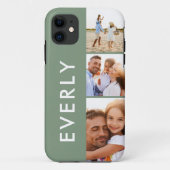 Moderne fotocollage salie groen initiaal monogram Case-Mate iPhone case (Achterkant)