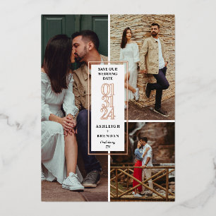 Moderne Fotocollage Save The Date Folie Uitnodiging