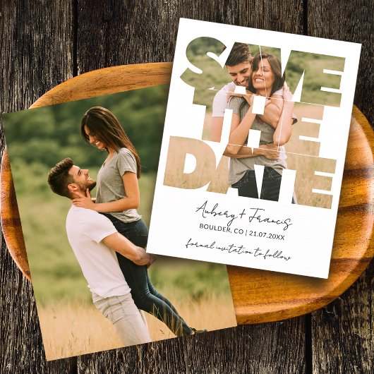Moderne Fotocollage Save the Date Wedding Invite