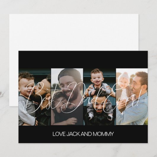 Moderne Fotocollage Vaderdag Feestdagenkaart (Voorkant / Achterkant)