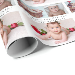 Moderne fotocollage van 3 met tekstsjabloon van ho cadeaupapier