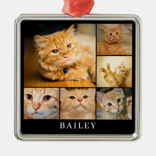 Moderne Fotocollage van huisdieren Gepersonaliseer Metalen Ornament