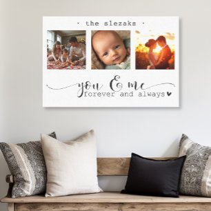 Moderne fotocollage voor jou en mij voor altijd canvas afdruk