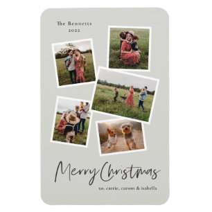 Moderne fotocollage vrolijk kerstfeest kerstkaart magneet
