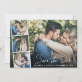 Moderne fotocollage wit script bruiloft save the date (Voorkant)