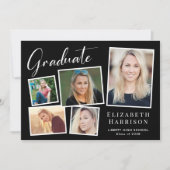 Moderne Fotocollage Zwarte Afstuderen Aankondiging (Voorkant)