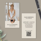 Moderne Fotograaf 2 Foto's QR Code Eenvoudige Crea Visitekaartje