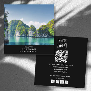Moderne fotograaf Logo QR Code Social Media Vierkante Visitekaartje