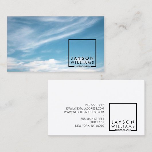 Moderne fotograaf Square Logo 2 met je Afbeelding Visitekaartje (Voorkant / Achterkant)