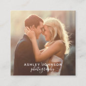 Moderne Fotografe script Sociale Media Foto Vierkante Visitekaartje (Voorkant)