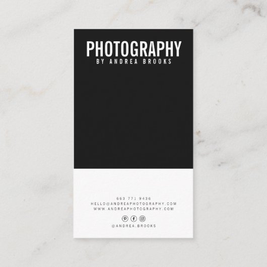 Moderne fotografie professionele fotograaf zwart visitekaartje (Achterkant)