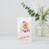 Moderne fotografie: wazige roze marmer-scriptfoto visitekaartje (Staand voorkant)