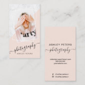 Moderne fotografie: wazige roze marmer-scriptfoto visitekaartje (Voorkant / Achterkant)