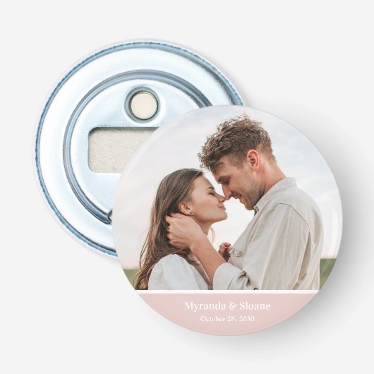 Moderne Fotohuwelijk Button Flesopener (Voorkant)
