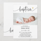 Moderne fotokalligrafie doop kaart (Voorkant / Achterkant)