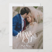 Moderne fotokalligrafie script minimalistische bru bedankkaart (Voorkant)