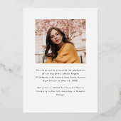 Moderne fotoklasse van Afstuderen Black Folie Uitnodiging (Achterkant)