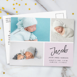 Moderne fotorooster geboorteaankondiging briefkaart