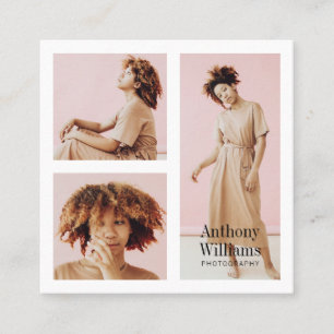 Moderne foto's met elegante witte rand vierkante visitekaartje