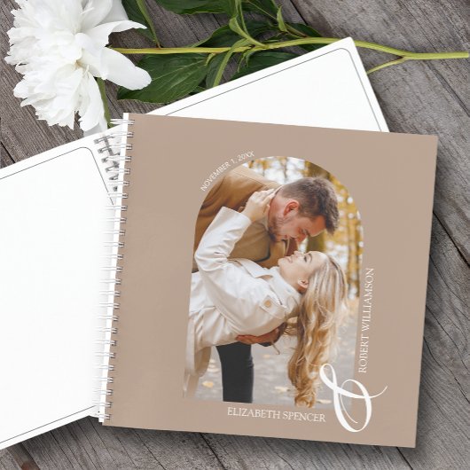 Moderne foto's Tan Wedding Guest Book Notitieboek