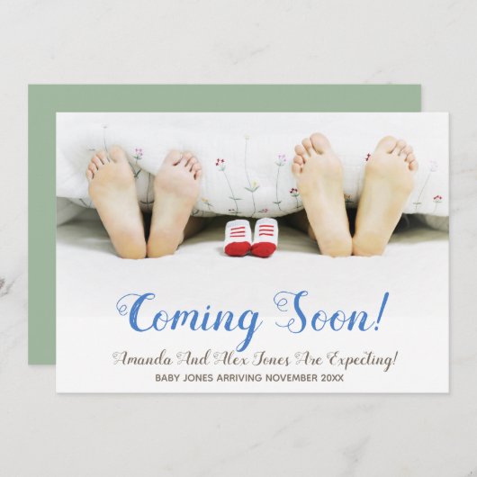 Moderne foto's Zwangerschap Binnenkort aangekondig Aankondiging (Voorkant / Achterkant)