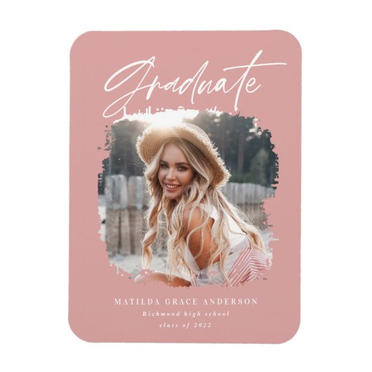 Moderne fotoscript hedendaags afstuderen magneet (Verticaal)