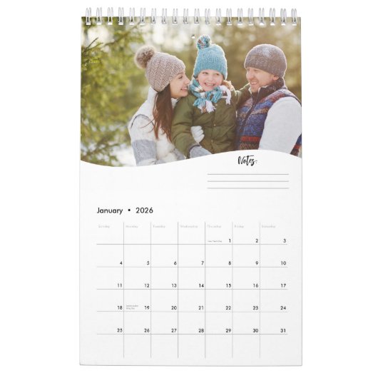 Moderne fotosjabloon Gepersonaliseerde notities Kalender (Jan 2026)