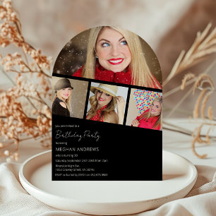 Moderne Fotostrip Collage Arched Verjaardagsfeest Kaart