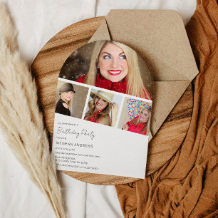 Moderne Fotostrip Collage Arched Verjaardagsfeest Kaart