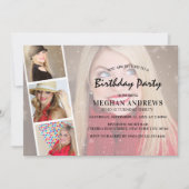 Moderne fotostrip collage Birthday Party Kaart (Voorkant)